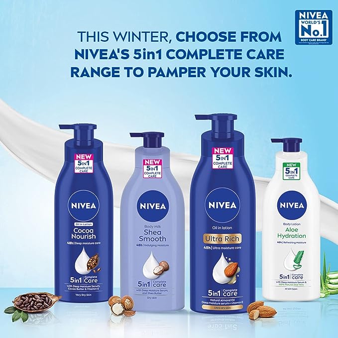 NIVEA Nourishing Body Milk 600ml Body Lotion | 48 H Moisturization | With 2X Almond Oil | Smooth and Healthy Looking Skin |For Very Dry Skin NIVEA Nourishing Body Milk 600ml Body Lotion | 48 H Moisturization | With 2X Almond Oil | Smooth and Healthy Looking Skin |For Very Dry Skin